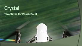  Presentation with camera drone - Slide deck consisting of cloud video surveillance - white drone quad copter background and a tawny brown colored foreground