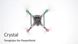  Presentation with uav camera - Presentation theme with cloud video surveillance - white drone with camera flying background and a white colored foreground