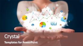  Presentation with cloud - PPT theme having cloud with charts and graph background and a violet colored foreground