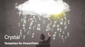  Presentation with cloud - Colorful presentation theme enhanced with cloud with falling money backdrop and a gray colored foreground
