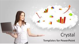  Presentation with cloud - Colorful presentation enhanced with cloud with graphs and charts backdrop and a light gray colored foreground
