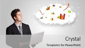  Presentation with cloud - Presentation consisting of cloud with graphs and charts background and a light gray colored foreground