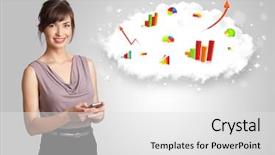  Presentation with telemedicine word cloud concept - Slide deck with cloud with graphs and charts background and a light gray colored foreground