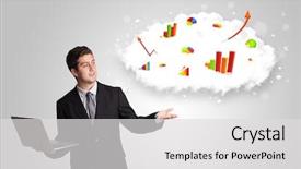  Presentation with cloud - Amazing slide deck having cloud with graphs and charts backdrop and a light gray colored foreground