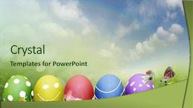 Presentation with sunny sky - Amazing PPT theme having clouded yellow butterfly - easter eggs dyed backdrop and a mint green colored foreground
