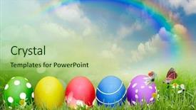  Presentation with tie dye colourful pattern - Beautiful PPT theme featuring clouded yellow butterfly - easter eggs dyed backdrop and a mint green colored foreground