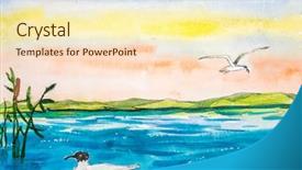  Presentation with solar tree evening landscape - Presentation design with clouded yellow butterfly - mountain landscape with trees background and a cream colored foreground