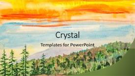  Presentation with solar tree evening landscape - Presentation theme having clouded yellow butterfly - mountain landscape with trees background and a lemonade colored foreground