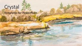  Presentation with solar tree evening landscape - Presentation theme featuring clouded yellow butterfly - mountain landscape with trees background and a lemonade colored foreground