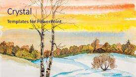  Presentation with solar tree evening landscape - Presentation theme enhanced with clouded yellow butterfly - mountain landscape with trees background and a yellow colored foreground