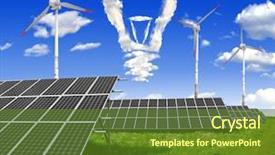  Presentation with wind turbines - Colorful slides enhanced with clouds above the solar energy backdrop and a tawny brown colored foreground
