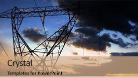  Presentation with blue and orange - Amazing PPT theme having clouds against the evening electricity backdrop and a coral colored foreground