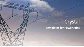  Presentation with blue sky - Presentation theme with clouds against the evening electricity background and a gray colored foreground