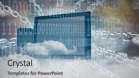  Presentation with code - Audience pleasing presentation design consisting of clouds and binary code backdrop and a light blue colored foreground