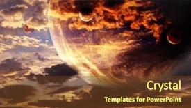  Presentation with alien - Cool new PPT theme with clouds and four planets element backdrop and a tawny brown colored foreground