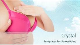  Presentation with breast cancer - Colorful presentation enhanced with clouds background checking in bra backdrop and a sky blue colored foreground