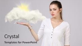  Presentation with cloud computing - Colorful slide set enhanced with clouds cloud computing or weather backdrop and a light gray colored foreground