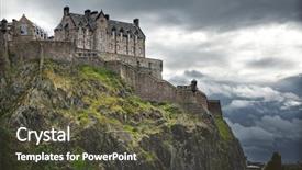  Presentation with middle ages - Colorful slides enhanced with clouds gather around edinburgh castle backdrop and a tawny brown colored foreground