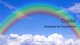  Presentation with sky rainbow - Audience pleasing presentation theme consisting of clouds in the blue sky backdrop and a light blue colored foreground
