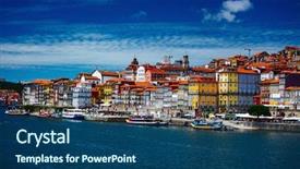  Presentation with sunny sky - Beautiful theme featuring clouds in the sky portugal backdrop and a ocean colored foreground