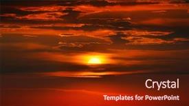  Presentation with sun breaking through clouds - Audience pleasing PPT theme consisting of clouds on background fantastic sunset backdrop and a tawny brown colored foreground