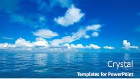  Presentation with calm sea - Slide set having clouds-on-blue-sky-over background and a teal colored foreground