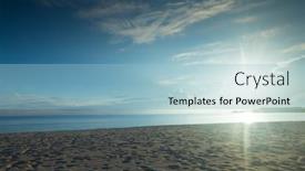  Presentation with calm sea - PPT theme featuring clouds-on-blue-sky-over background and a light blue colored foreground