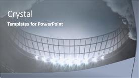  Presentation with stadium - Theme with clouds-over-large-sports-stadium background and a gray colored foreground