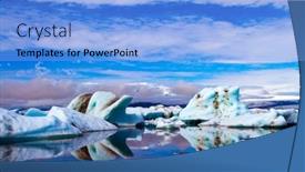  Presentation with cold water - Slide deck having clouds-reflected-in-the-smooth background and a  colored foreground