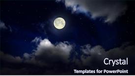  Presentation with night sky moon - Cool new presentation theme with clouds stars - night cloudy sky with moon backdrop and a wine colored foreground
