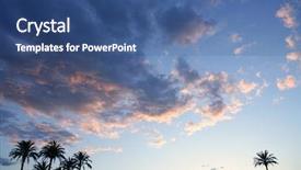  Presentation with oil palm tree - Audience pleasing presentation design consisting of clouds sunset and palm tree backdrop and a ocean colored foreground