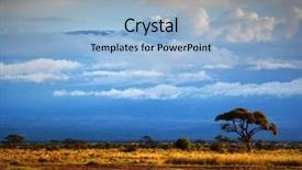  Presentation with savanna - Presentation design consisting of clouds view from savanna background and a light blue colored foreground