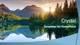  Presentation with mountain water - PPT layouts having clouds water - mountain lake in national park background and a forest green colored foreground