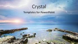  Presentation with art seascape nature sea - Slide deck with clouds water - rocks and sea storm dramatic background and a light blue colored foreground