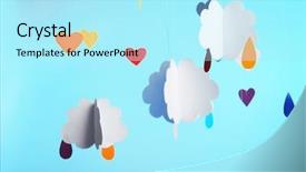  Presentation with heart clouds - Beautiful slide deck featuring cartoon heart - paper clouds with drops backdrop and a arctic colored foreground
