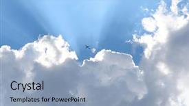  Presentation with sky sun - Slides having clouds with sun streaks background and a light blue colored foreground