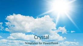  Presentation with summer sun - Amazing slide deck having cloudscape divine summer sun backdrop and a light blue colored foreground
