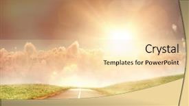  Presentation with sun - Amazing PPT theme having cloudscape during sunset against road backdrop and a lemonade colored foreground