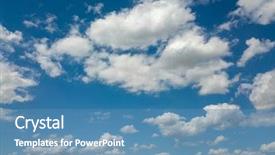  Presentation with white dove clouds - Presentation design featuring cloudscape with beautiful white clouds background and a teal colored foreground