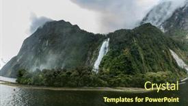  Presentation with rainy day - Colorful PPT theme enhanced with cloudy and rainy day at amazing and vibrant milford sound south island new zealand backdrop and a tawny brown colored foreground