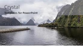  Presentation with rainy day - PPT theme featuring cloudy and rainy day at amazing and vibrant milford sound south island new zealand background and a light gray colored foreground