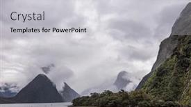  Presentation with rainy day - Cool new PPT layouts with cloudy and rainy day at amazing and vibrant milford sound south island new zealand backdrop and a light gray colored foreground
