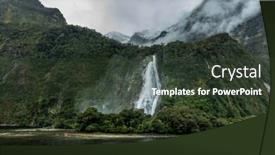  Presentation with rainy day - Slide deck enhanced with cloudy and rainy day at amazing and vibrant milford sound south island new zealand background and a tawny brown colored foreground