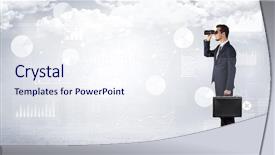  Presentation with reflection looking back to go forward - Amazing PPT theme having cloudy background and graphs chart backdrop and a sky blue colored foreground