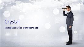  Presentation with reflection looking back to go forward - Amazing PPT layouts having cloudy background and graphs chart backdrop and a sky blue colored foreground