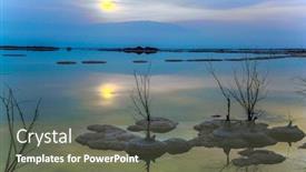  Presentation with medical tourism - Audience pleasing presentation theme consisting of cloudy-dawn-dead-sea-israel backdrop and a tawny brown colored foreground