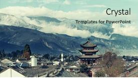  Presentation with old china - Colorful presentation theme enhanced with cloudy mt cangshan yunnan china backdrop and a  colored foreground