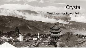  Presentation with old china - Colorful presentation theme enhanced with cloudy mt cangshan yunnan backdrop and a light gray colored foreground