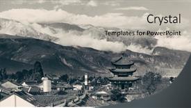  Presentation with old china - Presentation theme with cloudy mt cangshan yunnan background and a light gray colored foreground