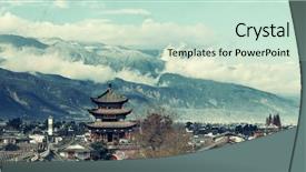  Presentation with old china - PPT layouts with cloudy mt cangshan yunnan background and a soft green colored foreground
